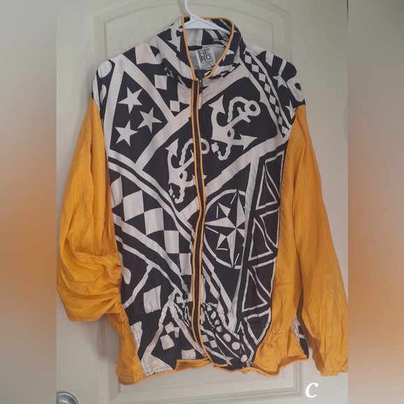 Vintage Yellow and Black silk Women's Bomber Jacket retro - Picture 2 of 10